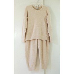 CUPCAKES AND CASHMERE 2 piece set pants sweatshirt teddy cozy lounge ivory XL